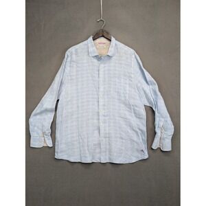 Tommy Bahama Shirt Mens 2XL Blue Linen Casual Button Up Long Sleeve Plaid